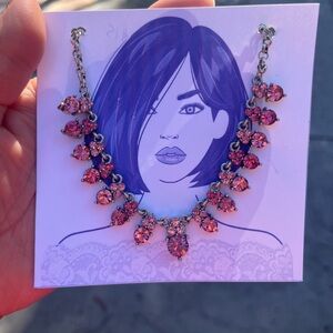 Pink Rhinestone Art Deco Vintage Inspired Necklace